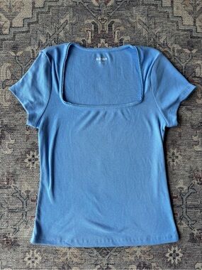 Old Navy Medium Blue Square-Neck Ribbed Tee